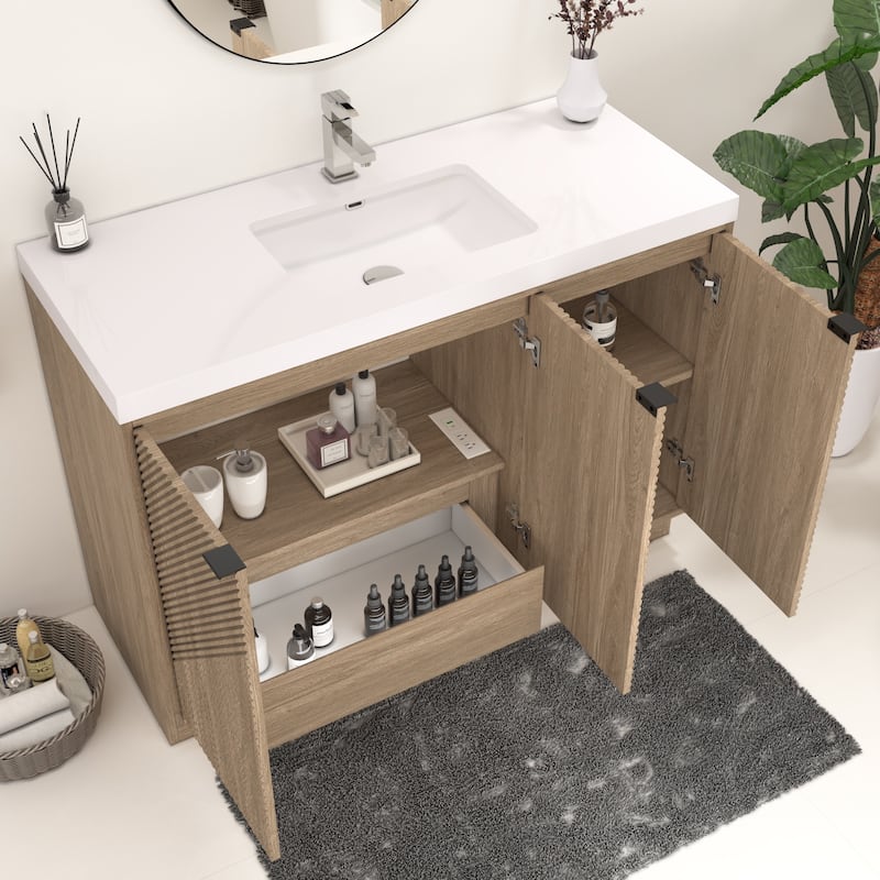 Milano 48" Freestanding Bathroom Vanity with White Acrylic Sink