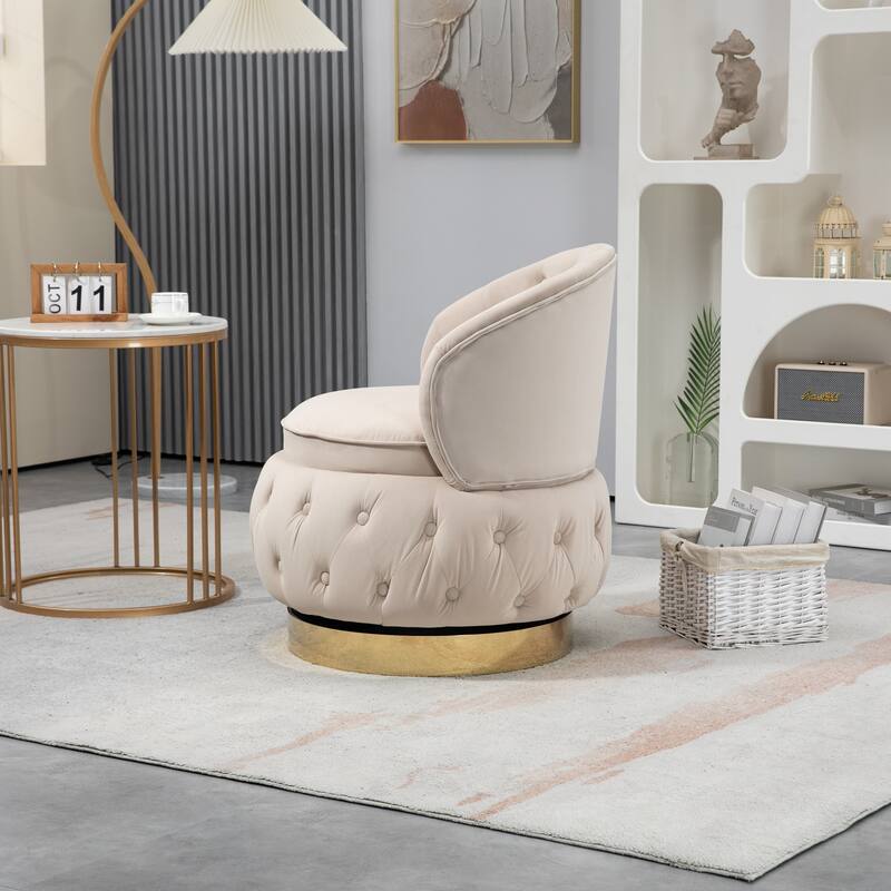 360 Degree Swivel Cuddle Barrel Accent Storage Chairs, Round Armchairs with Wide Upholstered, for Living Room