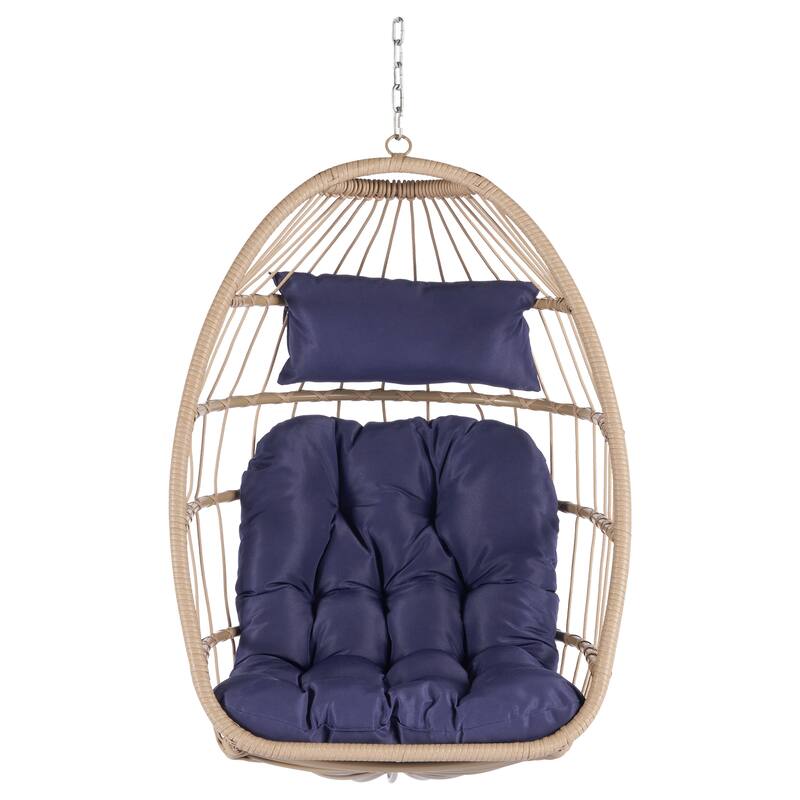 GDFStudio - Penelope Outdoor Rattan Egg Swing Chair for Relaxed and Stylish Garden Lounging