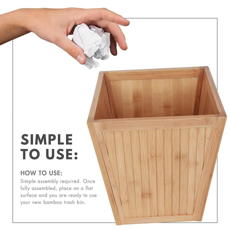 ToiletTree Products 100% Bamboo Wooden Wastebasket Trash Can
