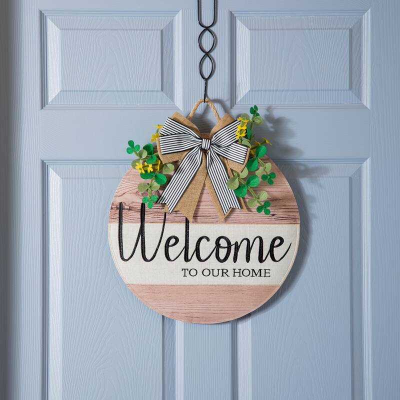 Wood Grain Welcome Door Decor