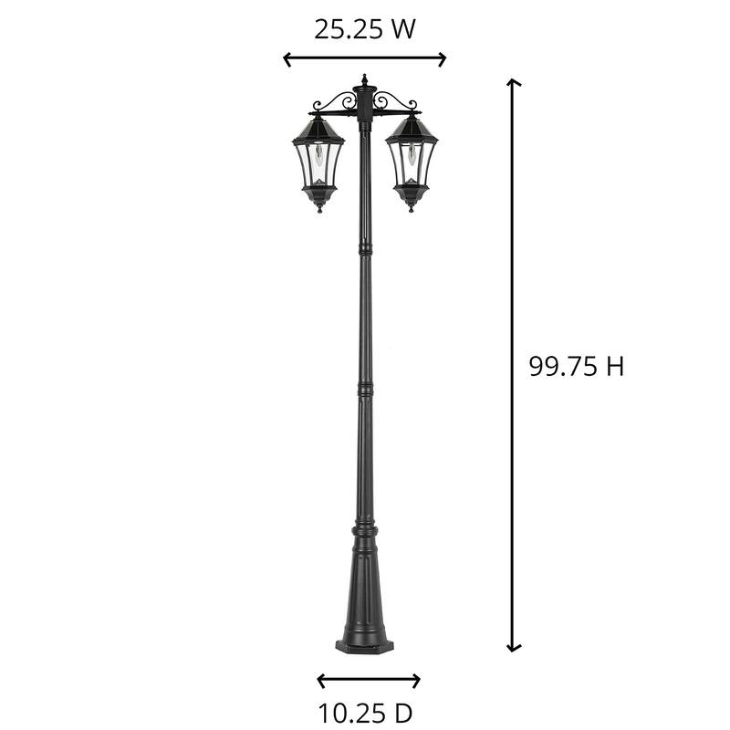 Victorian Morph 2-Light Aluminum Black Outdoor Solar Lamp Post Light