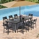 preview thumbnail 24 of 31, Pellebant Outdoor Aluminum Dining Table with Umbrella Hole for 6-8 Person