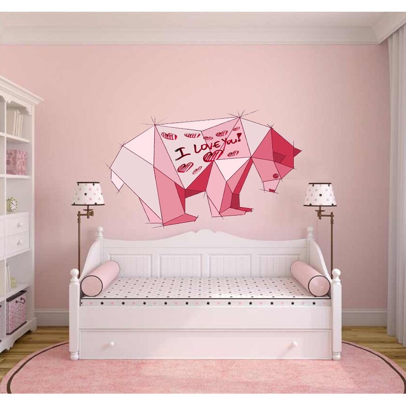 Nursery Bear Polygonal Wall Decal Bear Polygon Modern Wall Art I Love You Sticker Overstock