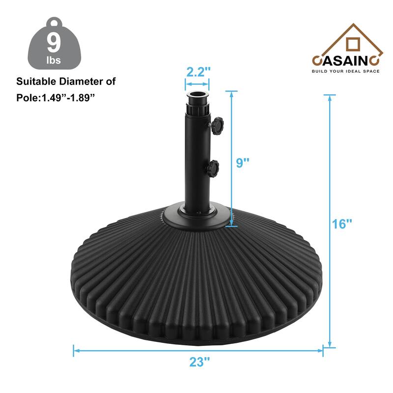 Casainc 9lbs Umbrella Base Stand with 2 Handle Knob - Black