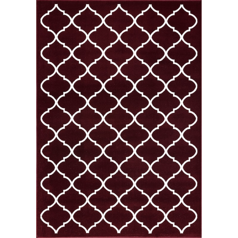 SUSSEXHOME Area Rugs Modern Desing for Living Room 2 x 3 Red/White - 2' x 3' - Red & White - 2' x 3'