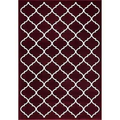 SUSSEXHOME Area Rugs Modern Desing for Living Room 2 x 3 Red/White - 2' x 3'