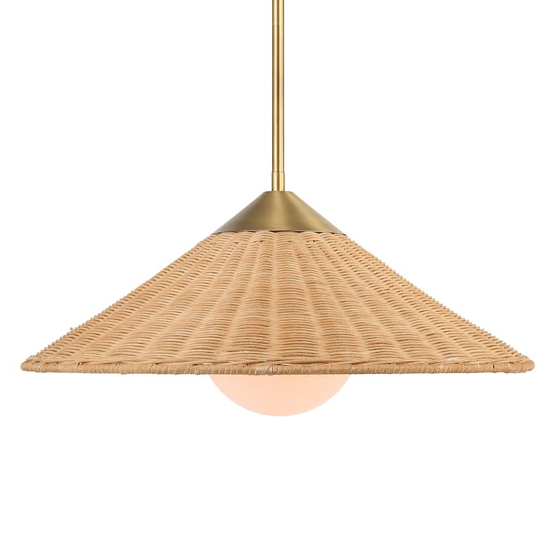 Uttermost Phuvinh 1 Light Rattan Shade Pendant - 10H x 20 Dia in.