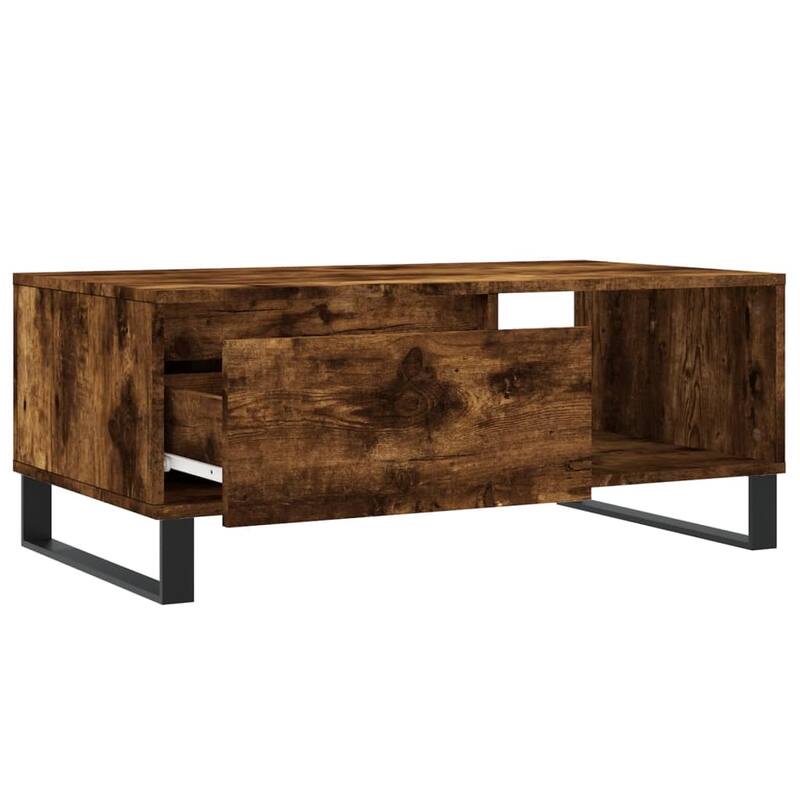 vidaXL Coffee Table Smoked/Brown Oak Engineered Wood, Metal 35.4x19.7x14.4 in - 19.7 x 35.4 x 14.4