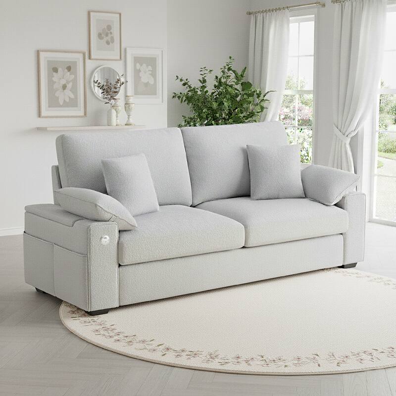 Modern Loveseat Sofa with USB Charging & Removable Covers