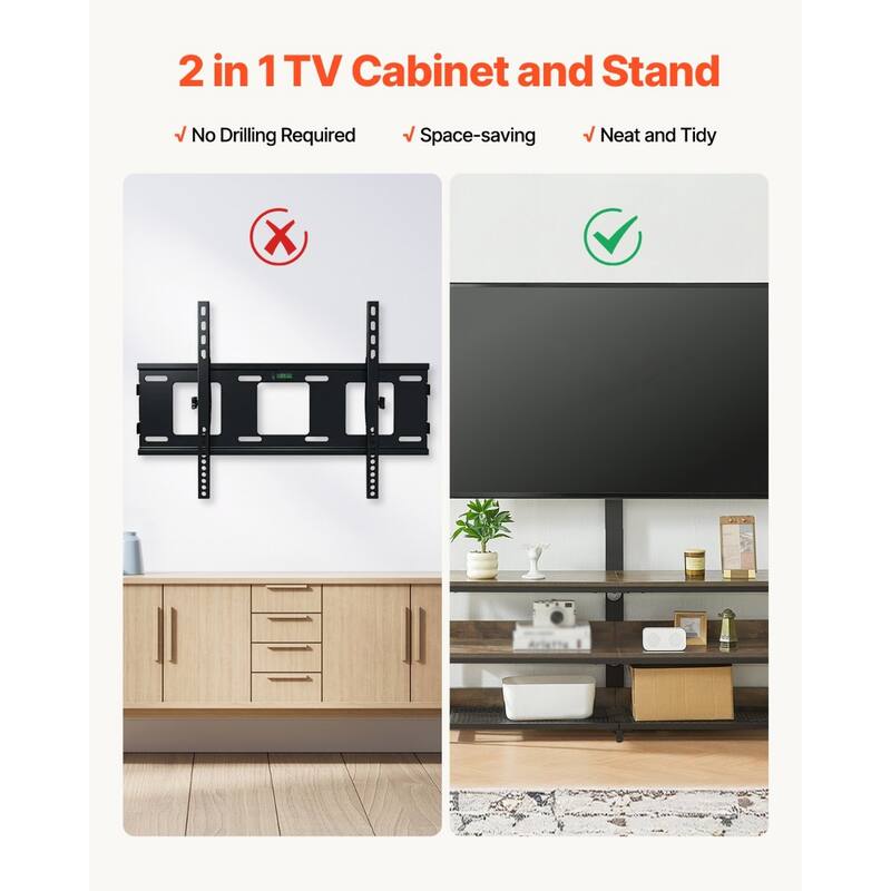 TV Stand with Mount, 48" Adjustable Console for 75-inch TVs - 47.2 x 14.0 x 20.1 in