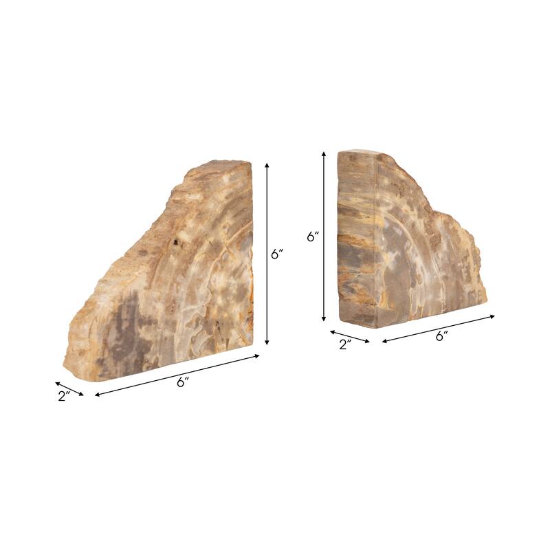 Modern Natural Wood Grain Book Ends -6", Brown - 6" x 2" x 6"