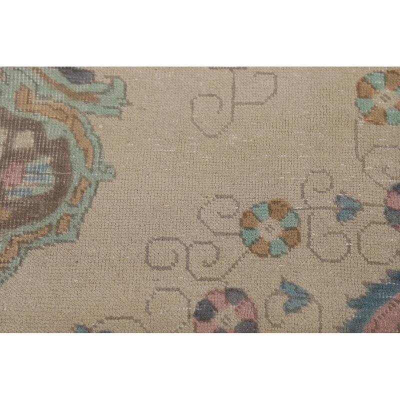 Hand Knotted Oriental 100% Wool Carpet Traditional Floral Beige & Ivories Tabriz Area Rug - 12' 9'' X 9' 7''