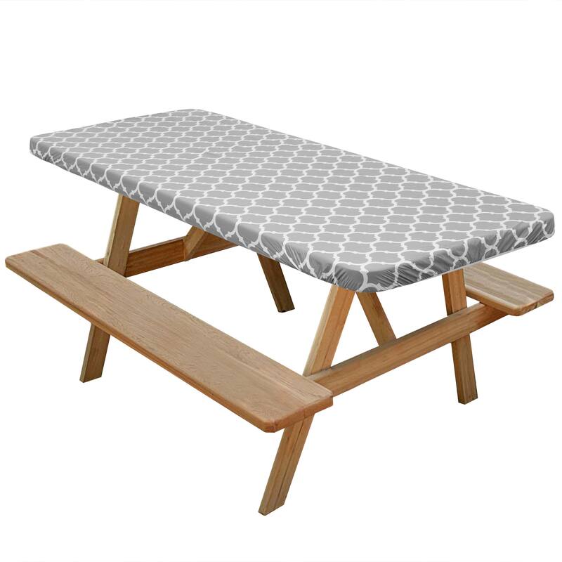 Fitted Vinyl Tablecloth with Flannel Backing Patterned