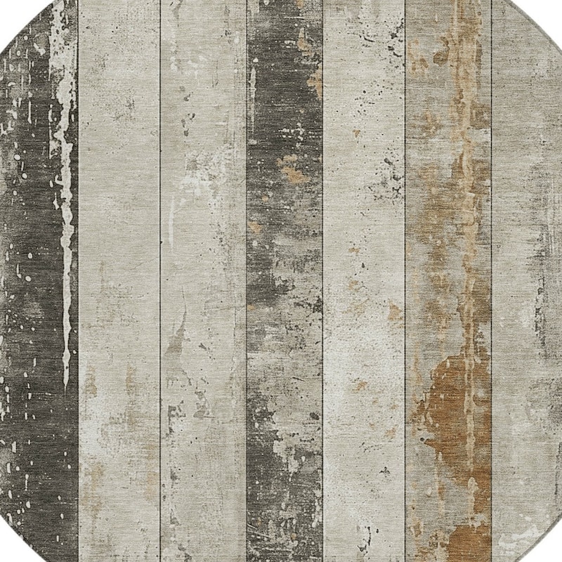 HomeRoots Striped Transitional Rectangle Outdoor Rug