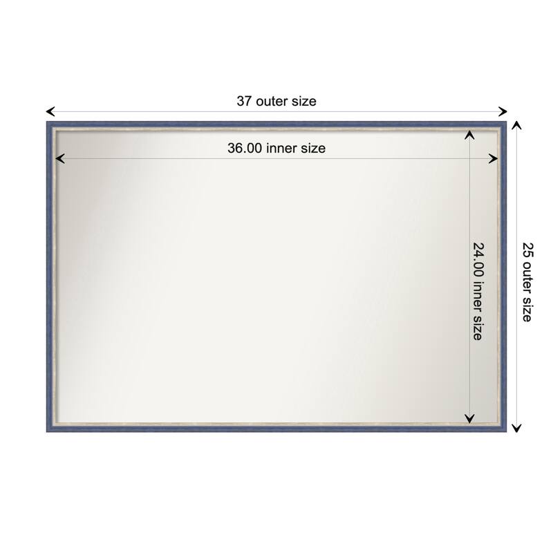 Theo Narrow Non-Beveled Wood Framed Wall Mirror - Theo Blue Narrow - Glass Size 36x24