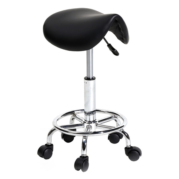 Adjustable Saddle Stool Ha Ha Feet Rotation Bar Stool with Wheels