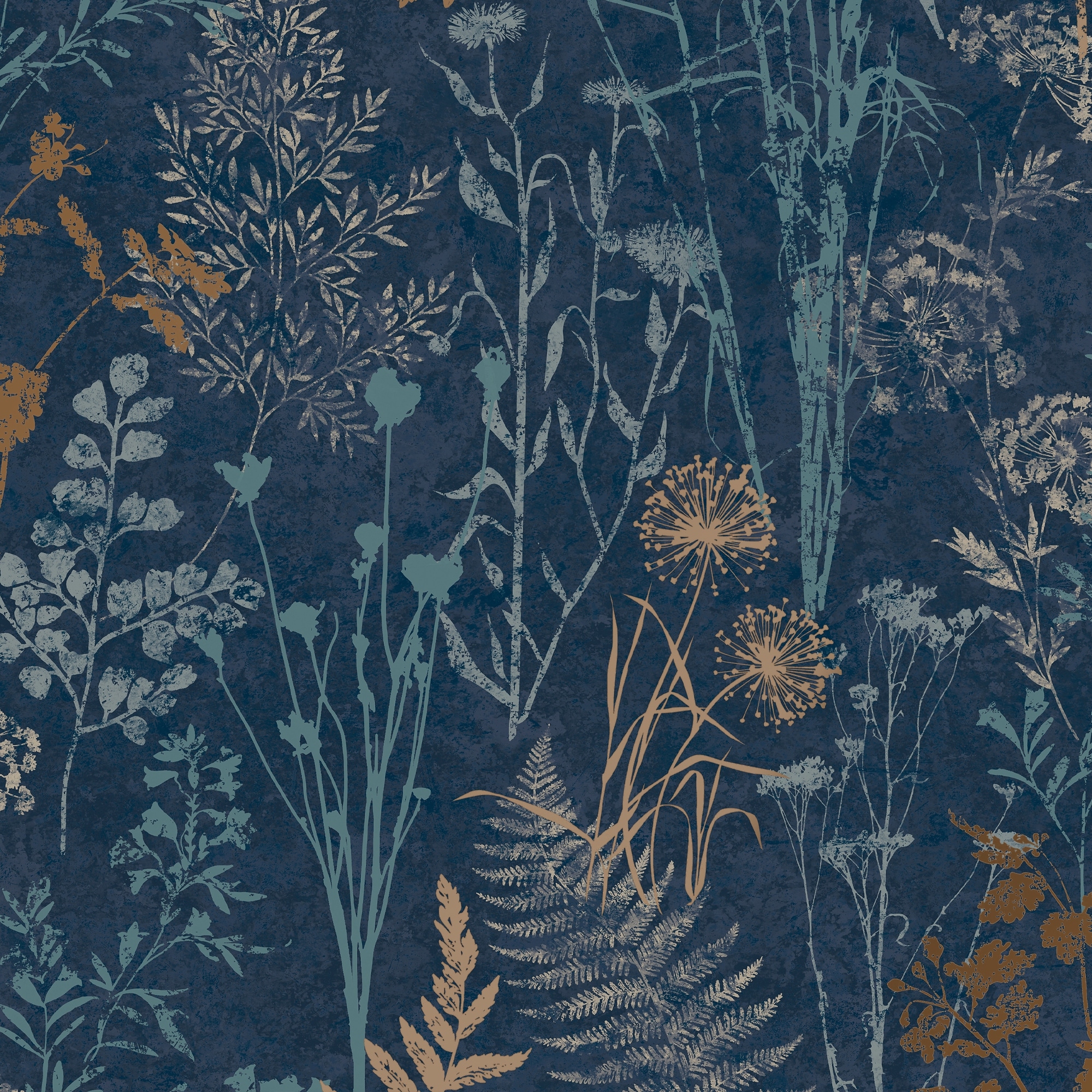 Superfresco Easy Organics Navy and Copper Wallpaper