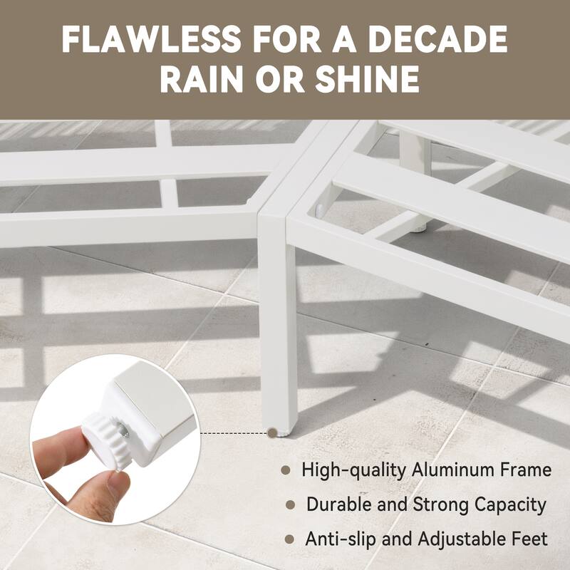 Outdoor All-Weather Aluminum Half Moon Curved Sofa Rattan Sectional Sofa Deep Seating Patio Outdoor Conversation Sets