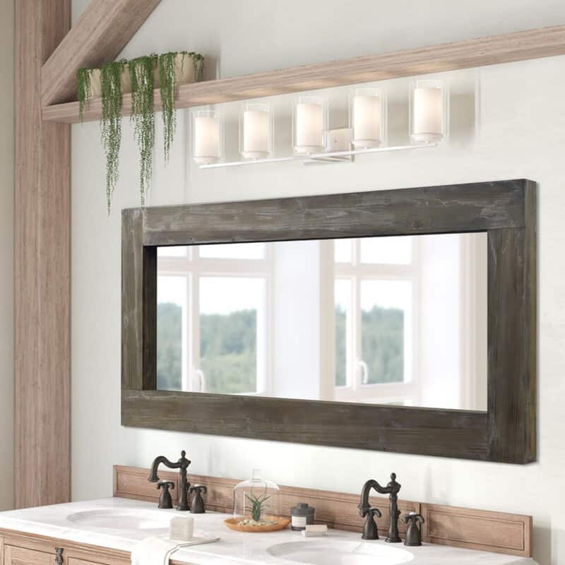 Farmhouse Rectangular Solid Wood Framed Full Length Leaning Mirror