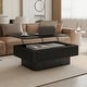 preview thumbnail 16 of 160, Modern Solid Wood Veneered Round/Oval/Rectangular Coffee Tea Table with Storage. Black-38.6" L