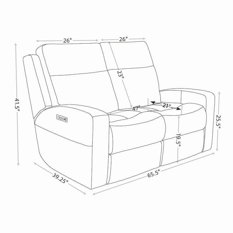 Genuine Leather Electric Recliner Loveseat Power Reclining Loveseat with Storage, USB Charge Port for Living Room