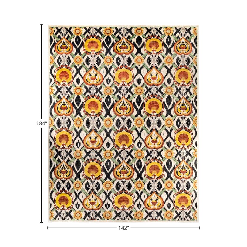 Overton Handknotted Wool Vintage Inspired Contemporary Suzani Ivory Area Rug - 15' 4" x 11' 10"