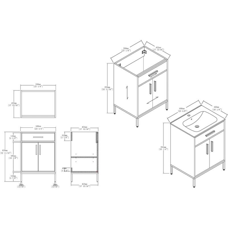 Blossom 24-Inch Freestanding Bathroom Vanity with SMC Sink