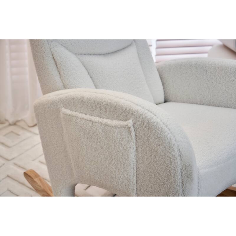 Fabric Upholstered Nursery Rocking Chair with Adjustable Footrest