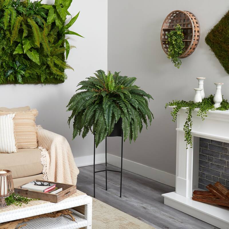 Tropical Artificial Plant 62In with Planter - Indoor Floor Decor, Bird of Paradise, Silk Tree - Green - 51