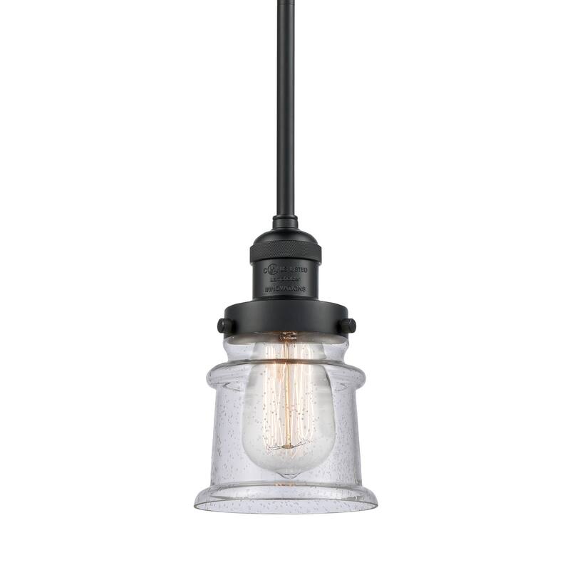 Innovations Lighting Small Canton 7" Wide Mini Pendant - Downrod - Matte Black / Seedy