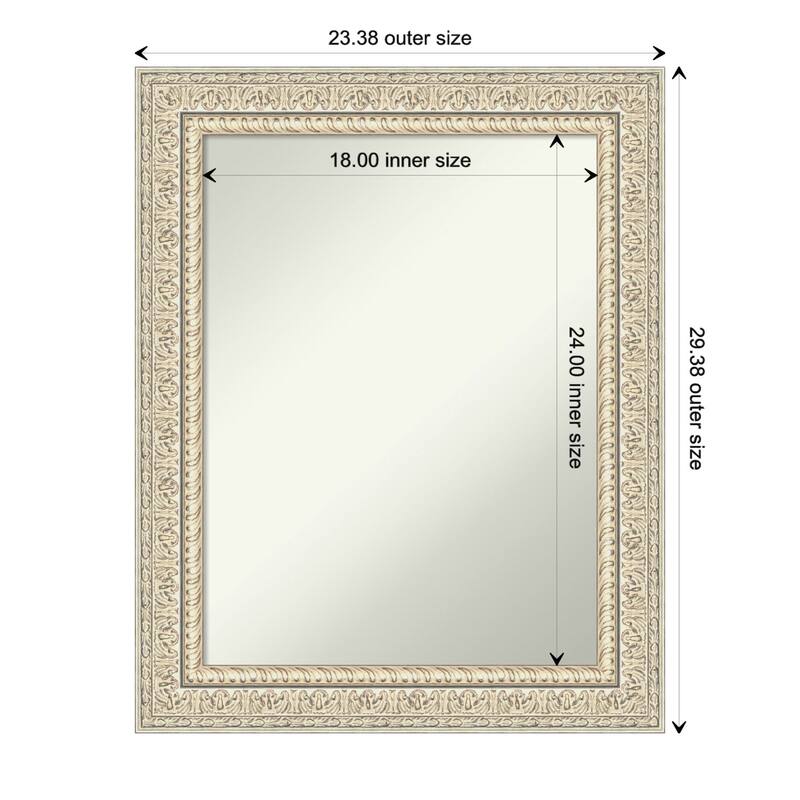 Non-Beveled Wood Bathroom Wall Mirror - Fair Baroque Cream Frame
