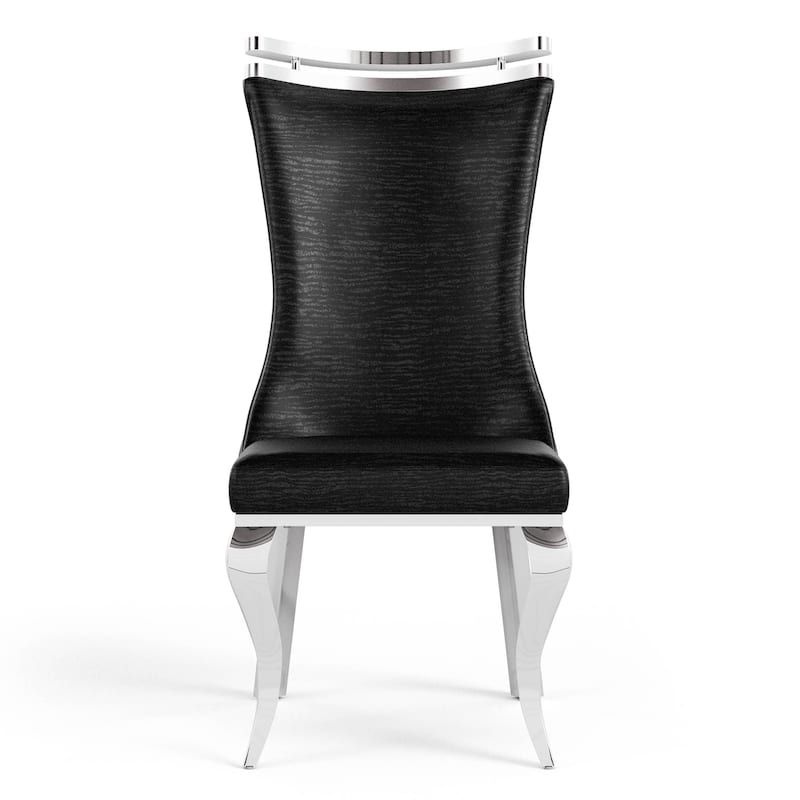 Furniture of America Thaddeus Glam Stainless Steel Upholstered Dining Side Chair (Set of 2)