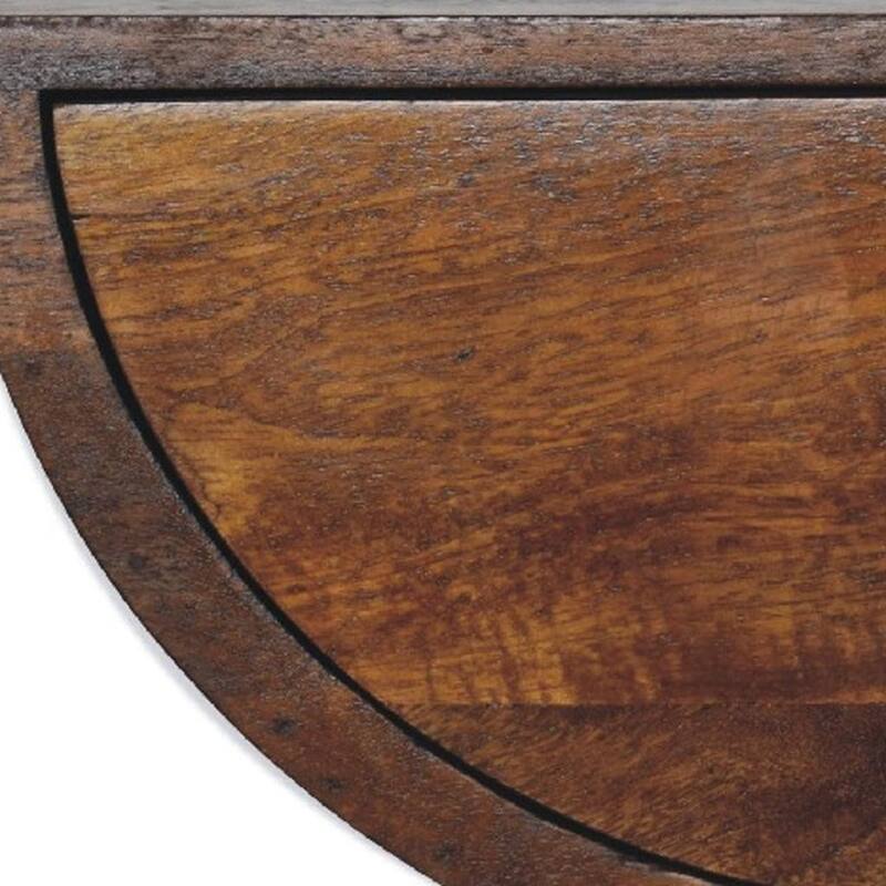 HomeRoots 18" Chestnut Solid Wood One Drawer Half Moon Floating Nightstand