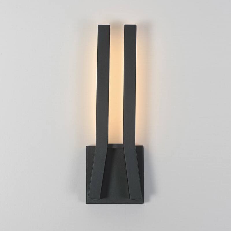 14.6" H Satin Black Linear Dimmable Integrated LED Waterproof Outdoor Wall Light Sconce - 4.7 in. W x 14.6 in. H x 2.8 in. D