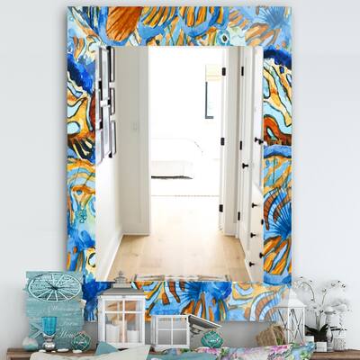 Designart 'Orange and Blue Fishes' Traditional Mirror - Printed Wall Mirror