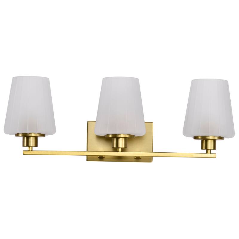 Lune 3 Light Vanity Vintage Brass Finish Etched White Glass - Vintage Brass