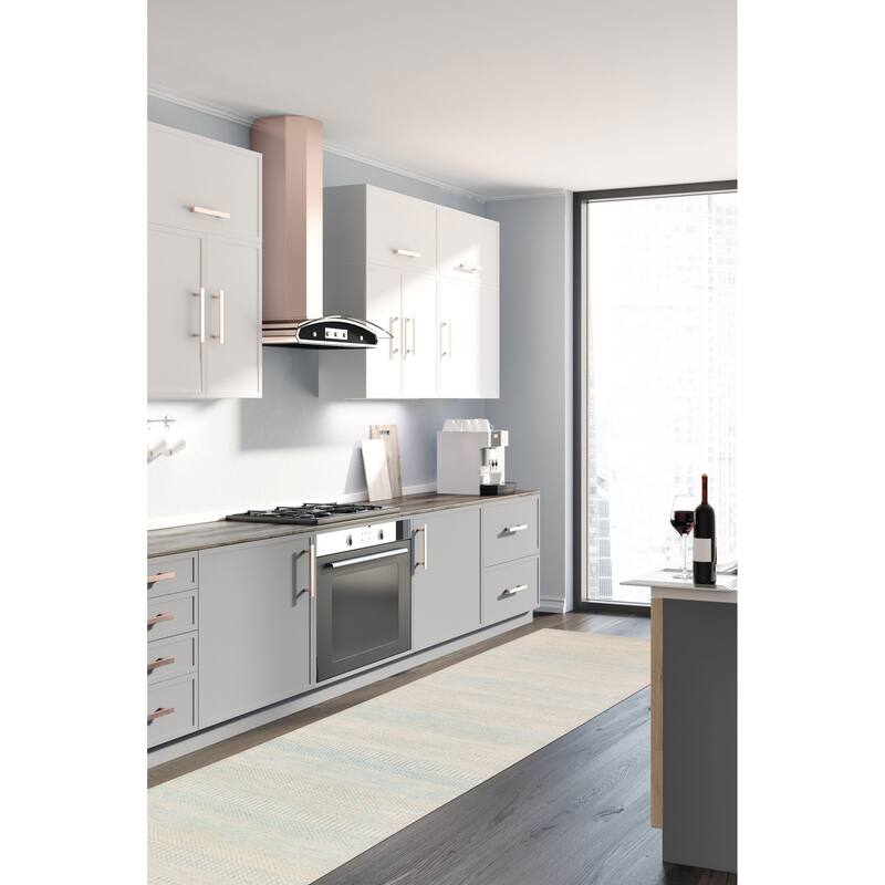 ECARPETGALLERY Hand-knotted Finest Silk Shadow Cyan Silk, Wool Rug - 2'7 x 12'3