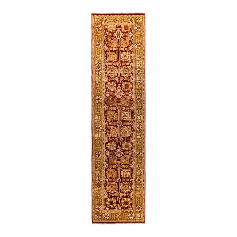 Overton Hand Knotted Wool Vintage Inspired Traditional Ottoman Red Runner Rug - 2' 6" x 10' 5"