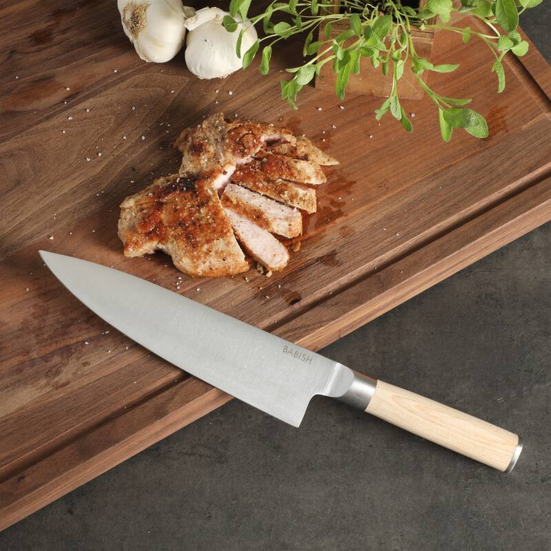 Babish High Carbon 1.4116 German Steel Full Tang 8-Inch Chef Knife - for Chopping, Slicing, Dicing & Everyday Prep