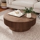 preview thumbnail 39 of 61, Modern Solid Wood Veneered Round Coffee Tea Table with Storage Walnut-31.5"