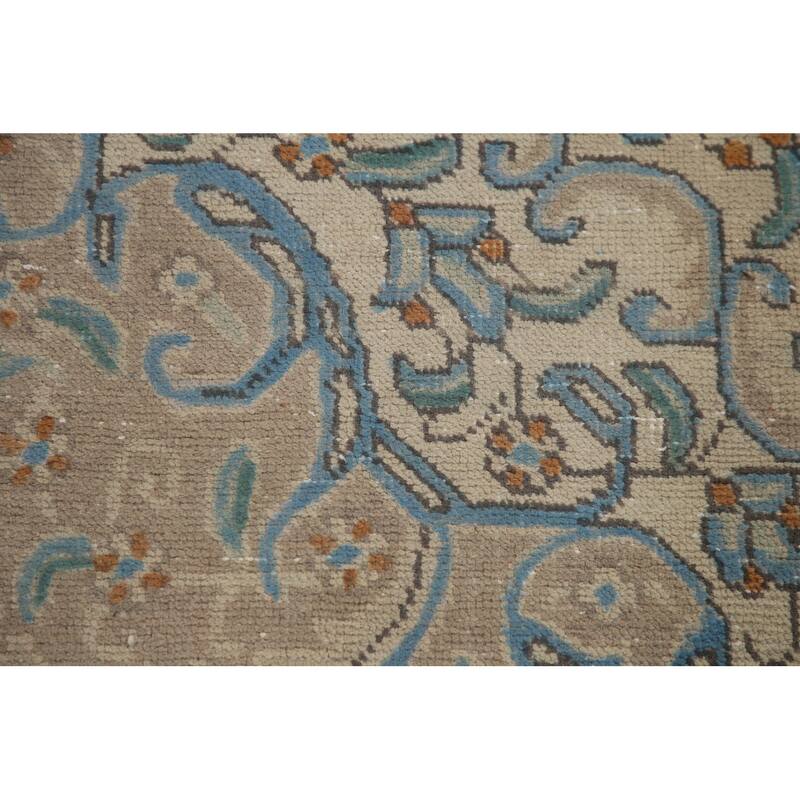 Hand Knotted Oriental 100% Wool Carpet Traditional Medallion Beige & Ivories Tabriz Area Rug - 13' 0'' X 9' 7''