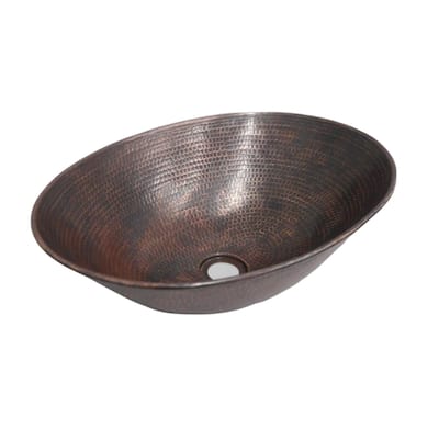 17" Oval Copper Vessel Bathroom Sink in Brushed Sedona by SimplyCopper - 17" x 12.5" x 5"