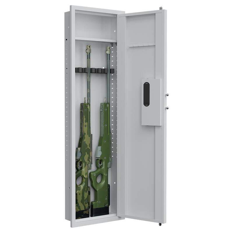 53"Fingerprint Touch Panel In-Wall Safe,Hidden Wall Gun Safe for Rifle