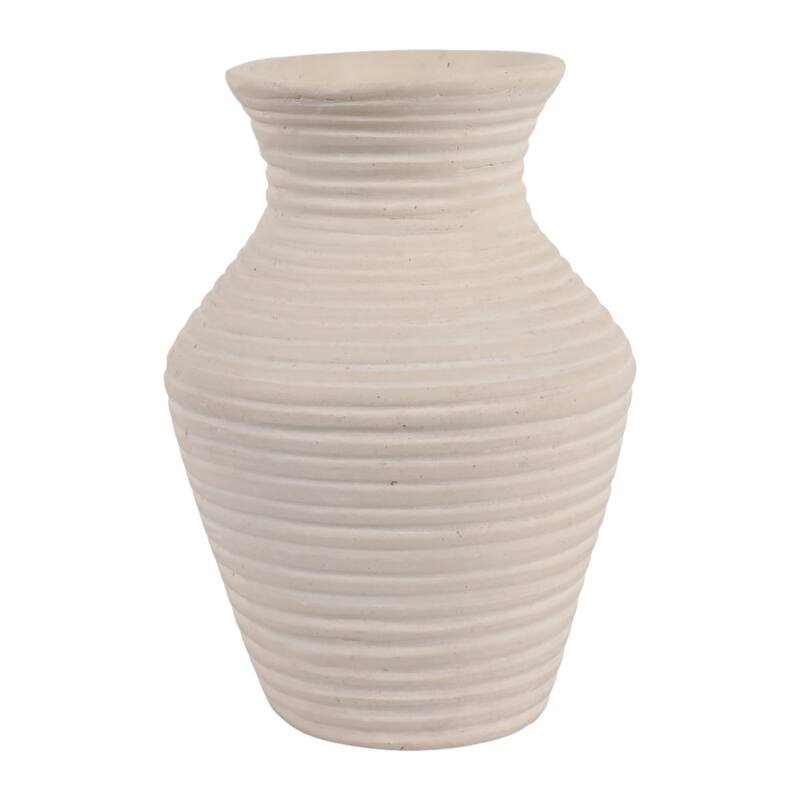 Sculptural Ribbed Paper Mache Table Vase - Stylish Tall Flower Vase