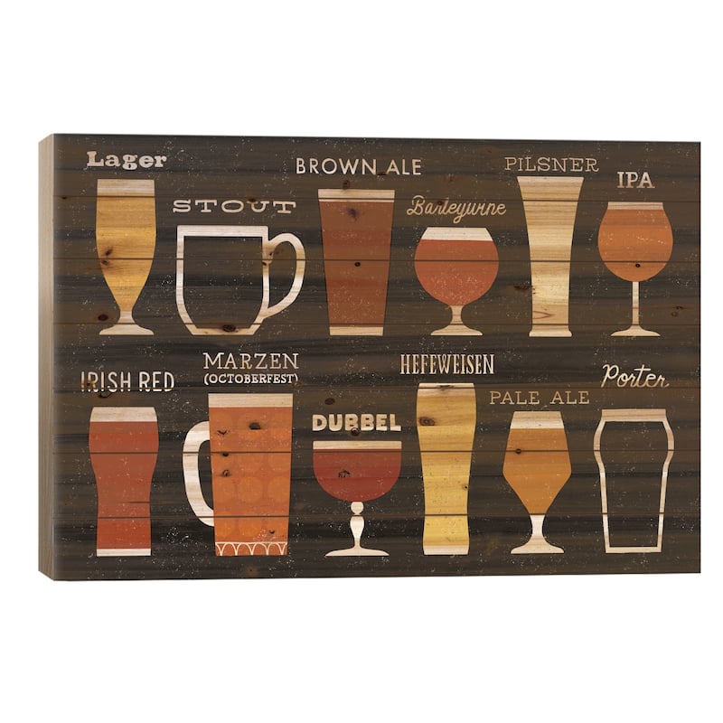 Craft Beer List Print On Wood by Michael Mullan - Multi-Color - 18x26x1.5