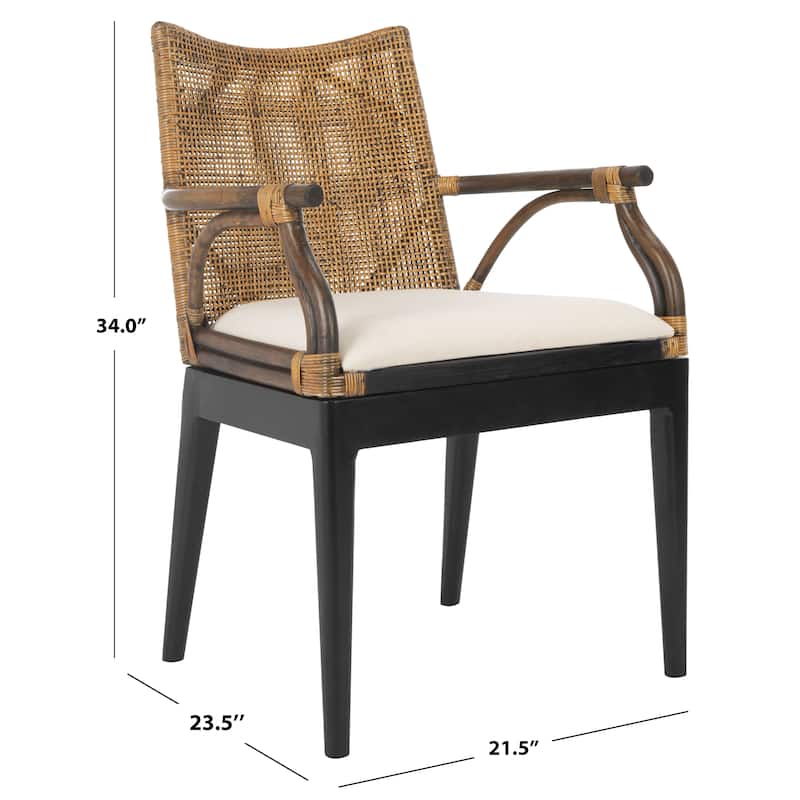 SAFAVIEH Vasatha Tropical Coastal Cushion Arm Chair - 21.5" W x 23.5" L x 32.3" H - 22"Wx24"Dx32"H