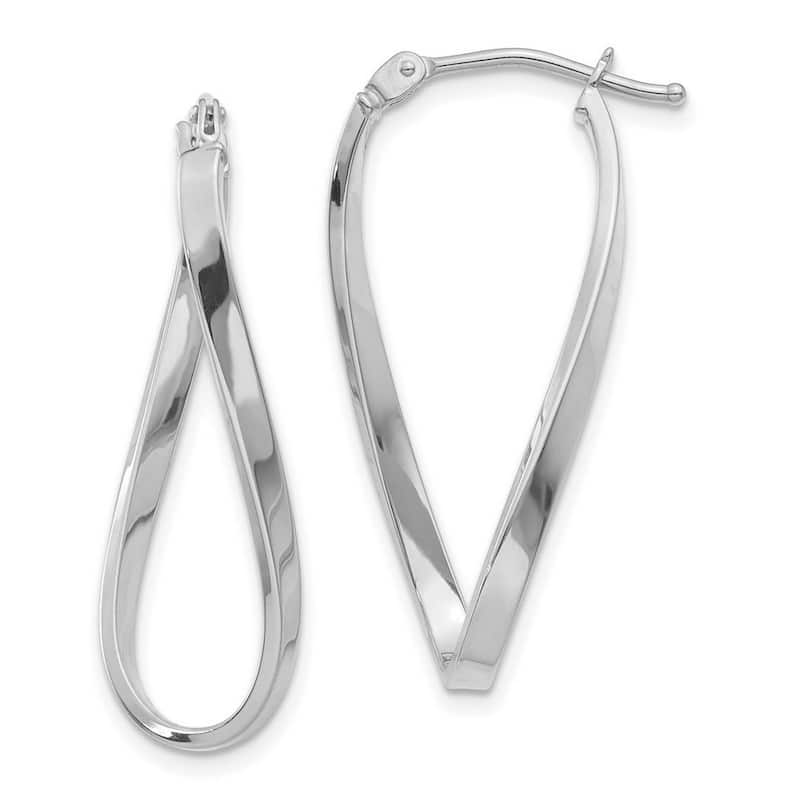 Curata 10k Yellow or White Gold Small 27.6x2.2mm Twisted Earrings