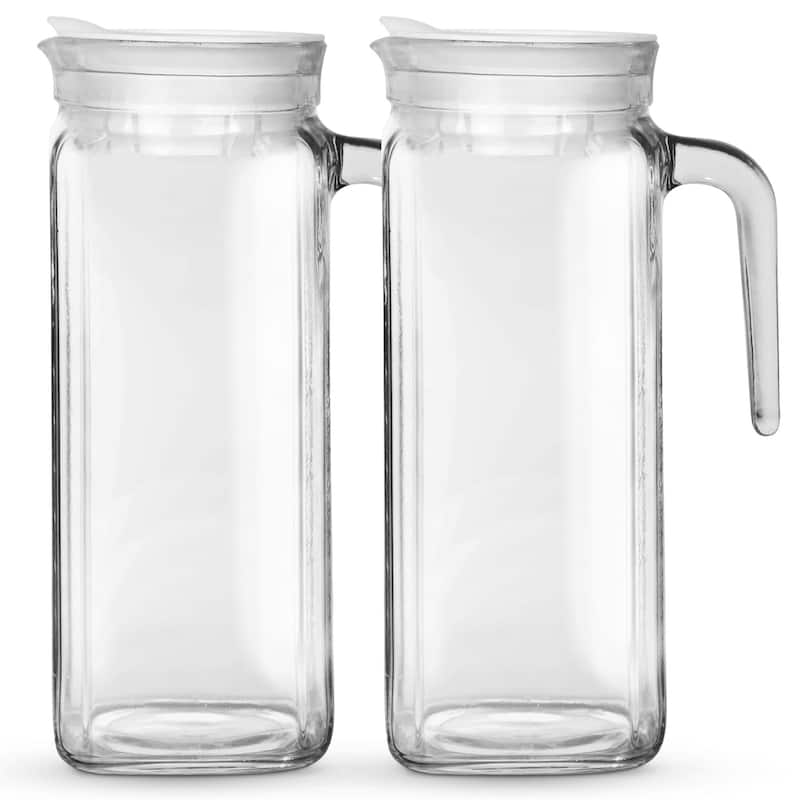 Amici Home Set of 2 Italian Igloo Quadra Glass Pitchers