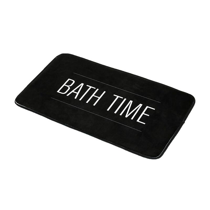 Non-Slip Microfiber Bathmat or Contour Rug Bath Time Design - Bath Mat Only - Black